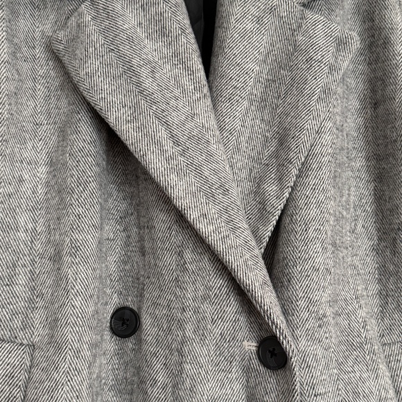 Old Navy long slouchy double-breasted coat Jacket small tall grey Houndstooth - Picture 12 of 14